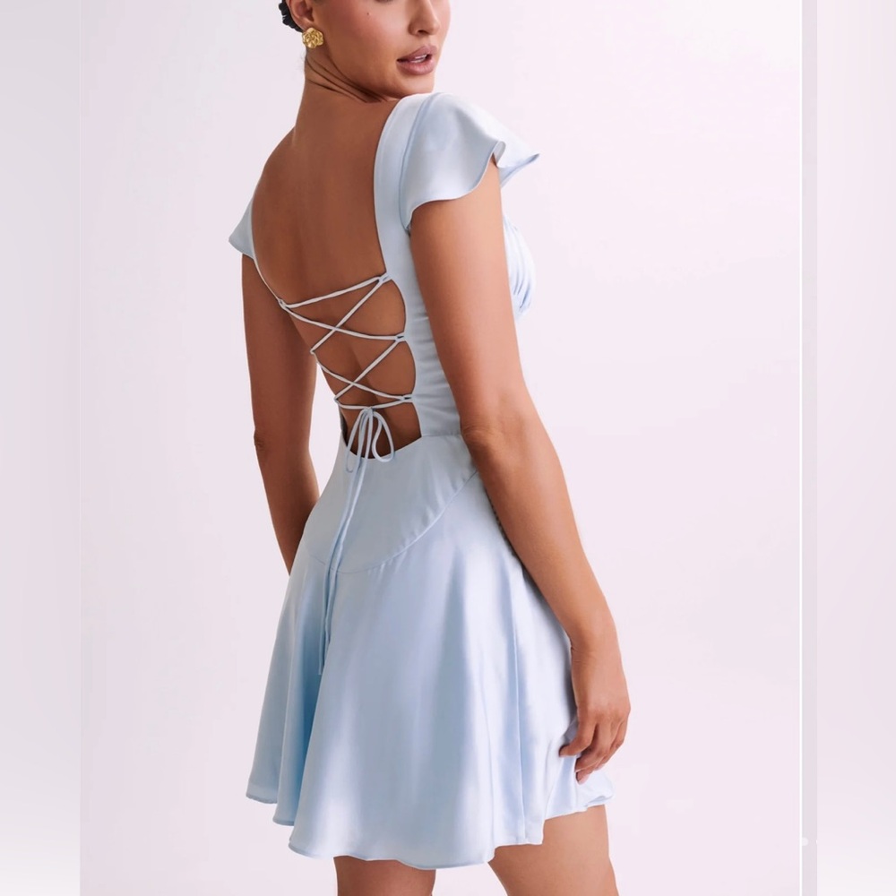 Meshki Carson Ruched Satin mini dress